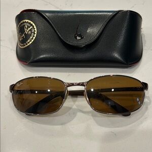 Ray-Ban Brown Sunglasses with Metallic Frame